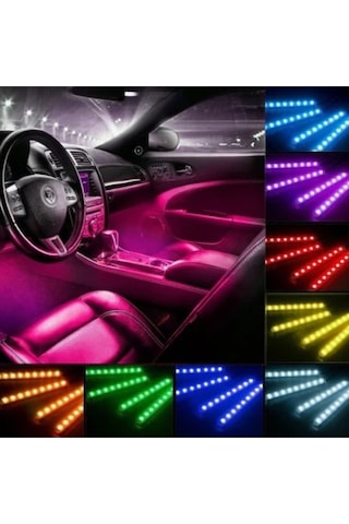 Ahmet Otomotiv Ayak Altı Led Rgb Işık Araç Içi Ve Ev Aydınlatma Sese Duyarlı 12 Led Usb Girişli