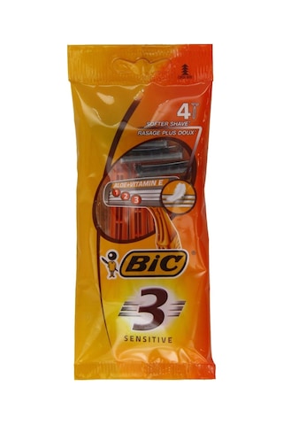 Bıc 3 Sensitive Erkek Tıraş Bıçağı 4&apos Lü Poşet 1 X 4 Adet , 3 Bıçaklı, Aloe İle Zenginleştirilmiş Kayganlaştırıcı Jel Şerit
