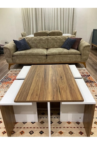 Bicabin Milano Dört Zigonlu Dekoratif Orta Sehpa Beyaz