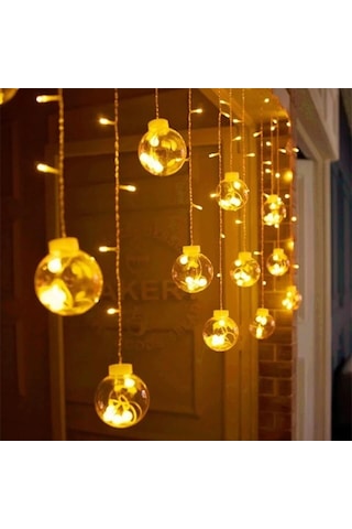 Mobgift Animasyonlu Led Işıklı Eklemeli Ampul Top Perde 3 X 75 Sarı