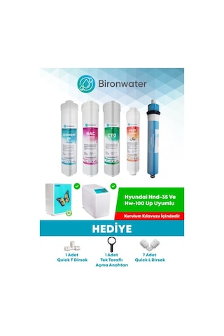 Bironwater Hyundai Su Arıtma Filtre Seti 5li Takım