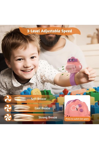 Çocuklar İçin Taşınabilir Vantilatör Bileklikli, Dink Projeksiyon, Pembe,