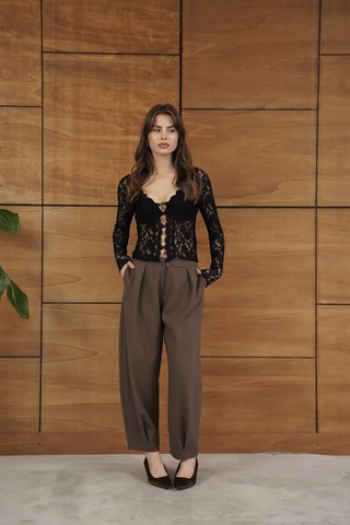 Verymoda Dügmeli Dantel Ceket F2072 Siyah