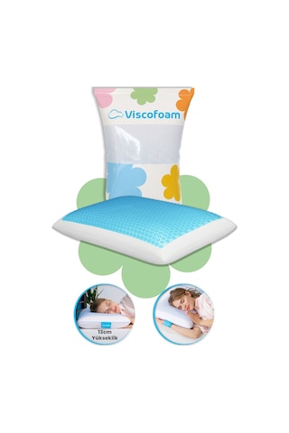 Viscofoam Evva Terletmeyen Ortopedik Yastık Serinleten Visco Yastık Jelli Yastık 59x39x13cm