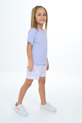 Toontoy Kids Toontoy Kız Çocuk Garni Ve Üst Çiçek Baskılı Şortlu Takım Mavi