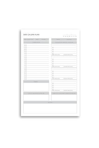 Lexroo Masaüstü Ders Çalışma Planlayıcı 60 Yaprak 17x24 Cm Günlük & Haftalık Program Defteri Çok Renkli