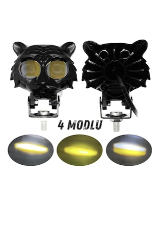 Point Kedi Göz Sis Farı Çift Renk Sarı-beyaz Araç Motosiklet Off Road Led Metal Çalışma Lambası