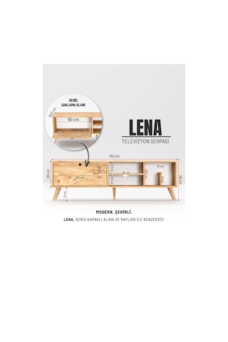 Lena Tv Sehpası, Tv Standı, Televizyon Ünitesi Atlantik Çam