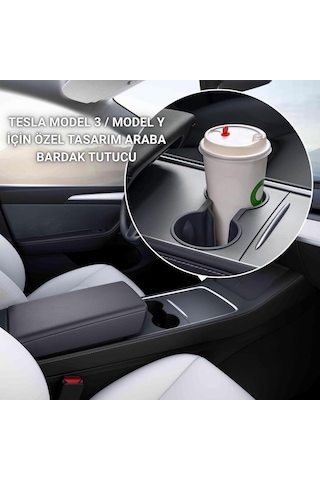 Polham Tesla Model 3 Ve Model Y İle Uyumlu Bardak Ve Şişe Tutucu, Temizlenebilir Çıkabilen Silikon Bardak Tutucu
