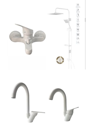 Armour Armatür Banyo Batarya Seti Beyaz