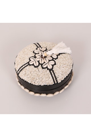 Bali Boncuklu Bambu Saklama Kutusu L 20x12 Cm