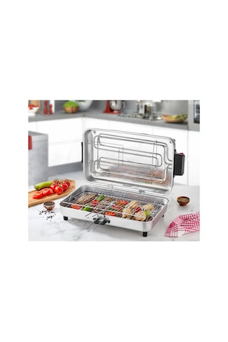 Taner Macro Boy Elektrikli Izgara 46 x 29 CM 1250 W Büyük Boy + 4 Adet Şiş