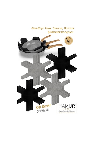 Tencere Tava Borcam Koruyucu Çizdirmez Non Keçe 12'li Set Çizilmeye Darbeye Karşı Dayanıklı Koruma