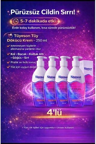 Tüyeson Tüy Dökücü Krem 4 x 250 ML
