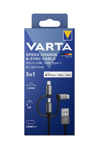 Hızlı Şarj Ve Data Kablosu 3'ü 1 Arada Usb A Light/micro/type C