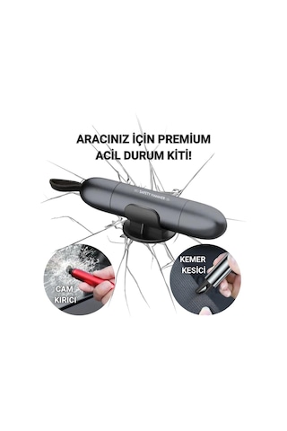 Polham 2in1 Araç İçi Cam Kırıcı Ve Emniyet Kemer Kesici, Premium Acil Durum Kiti, Hayat Kurtarıcı