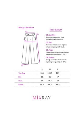 Mixray 4759 Kadın Çapraz Bel Dökümlü Bol Paça Palazzo Pantolon Gri Gri