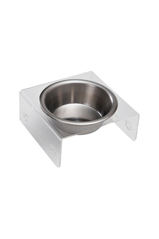 Petmagic Akrilik Çelik Kase Tekli Evcil Hayvan Kedi Ve Mini Irk Köpek Mama Kabı-şeffaf