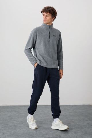 Tommy Life River Gri Melanj Dik Yaka Erkek Polar Sweatshirt - 88310 GRİ MELANJ