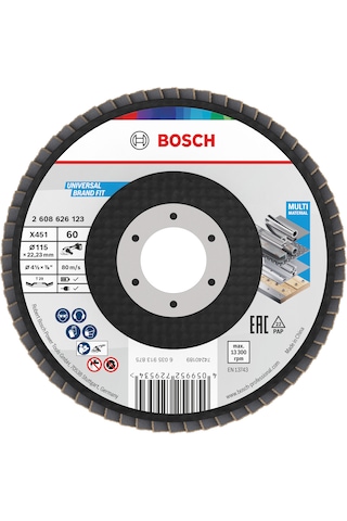 Bosch X451 Flap Taşlama Diski 60k 115mm, 60 Adet, 60 Kum - 2608626123
