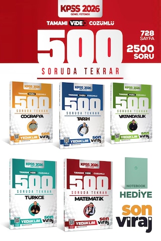 Yediiklim 2026 Kpss Gy-gk Son Viraj Serisi Tamamı Çözümlü 500 Soruda Genel Tekrar Kamp Seti 5 Kitap Hediyeli