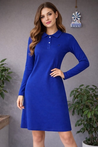 Butik Ayvitrin Kadın Kısa Kalem Elbise Lakos Yaka Mavi
