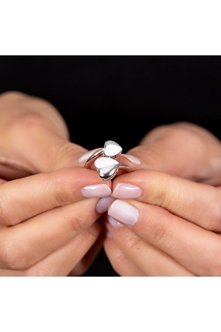 Sedef Taşlı Kalp Tasarım 925 Ayar Gümüş Kadın Yüzük (475777218)