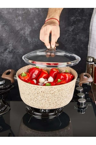 Creamy Derin Tencere 20 Cm Kahverengi - Krem