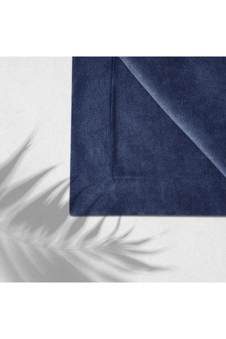 Kadife Dokulu Masa Örtüsü Mavi Rengi