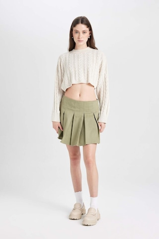 Defacto Coool Piliseli Normal Bel Basic Düz Gabardin Mini Etek D5265AX24AUKH461 Haki