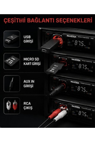 Maxessa P325 Bluetooth Oto Teyp Usb Sd Aux Fm Radyo 4x50w Dijital Medya Receiver