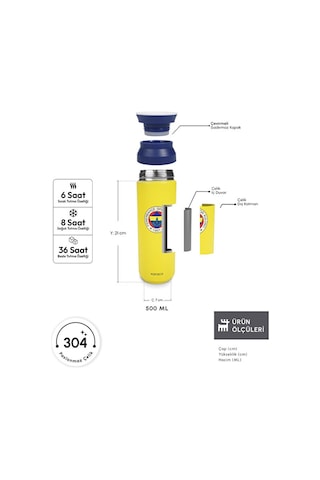 Karaca X Fenerbahçe Lisanslı Logo Termos 500 Ml Sarı