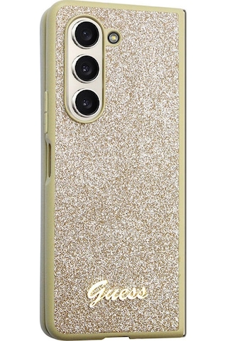 Galaxy Z Fold 5 Uyumlu Kılıf Guess Lisanslı Yazı Logolu Glitter Script Kapak Siyah