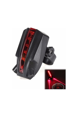 2 Lazer 5 Led Arka Bisiklet Kuyruk Işık Siyah