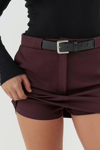 Hiccup Düz Yüksek Bel Mini Şort Etek Koyu Mocha Kahve