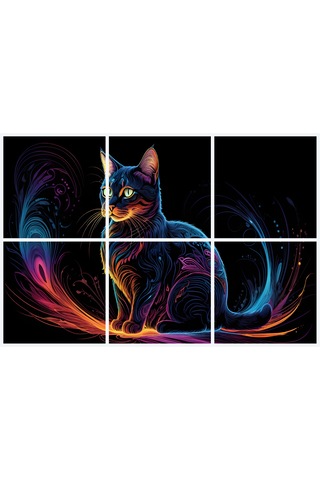Renkli Kedi - Pwc Tablo - Ev&ofis Dekorasyonu