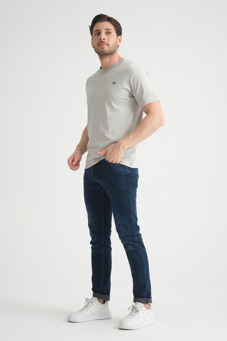 Shooter Sportwear Shooter Erkek T-shirt Nefes Alabilen Esnek Pamuklu Kumaş Regular Kalıp Minimal Logolu Gri
