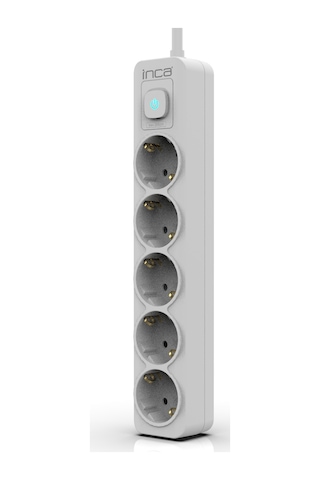 Inca Ipw-44gb 5 Port Akım Korumalı Led Tuşlu Priz 1.5m - Beyaz