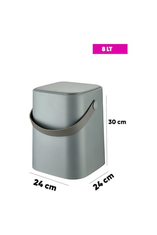 Tutma Saplı İç Kovalı Tezgah Üstü Mutfak Çöp Kovası, 4 Litre, Kilitli Kapak, Click Kapak, 20x20 Siyah