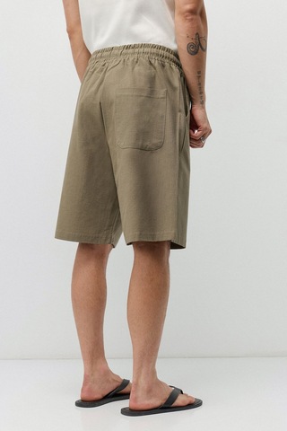 Vamos Basic Oversize Keten Şort Haki