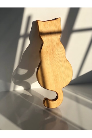 Kılıc Ahşap Kedi Desenli Ahşap Sunumluk