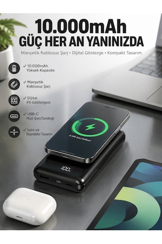 10.000 Mah Powerbank 4 Portlu Hızlı Şarj Dijital Göstergeli Diğer