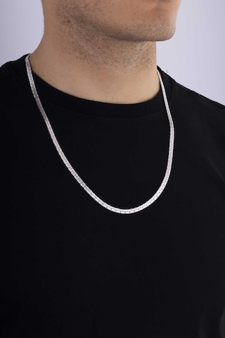 Gümüş Pazarım Kare Model Yassı Erkek Çelik Zincir Çok renkli