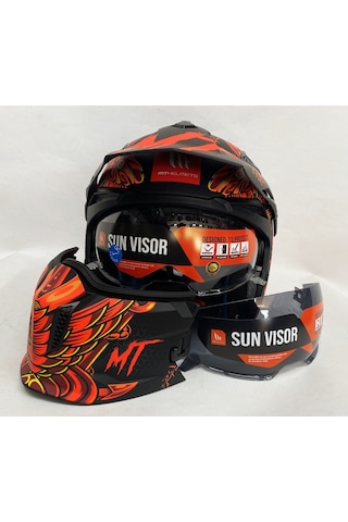 Şefaf ve Siyah Cam + Mt Streetfighter Sv Hellish B5 Modüler Motosiklet Kaskı