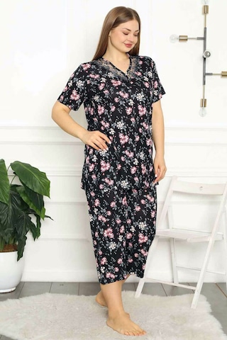 Alimer Kadın Siyah Büyük Beden Bermuda Viskon Pijama Takm 2708b-s Siyah