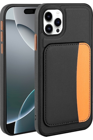 Apple Uyumlu iPhone 11 Kılıf Kartlıklı Zore X-kart Silikon Kapak - Siyah Siyah