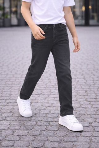 Cedy Denım - Yüksek Kalite Erkek Çocuk Yüksek Bel Regularfit Esnek Jean Pantolon C800 Antrasit