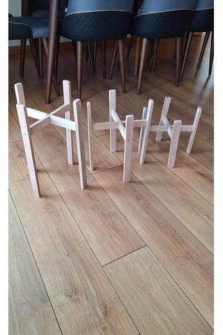 Saksılık 3 Adet,büyük Boy Saksılar İçin Kayın Ağacından