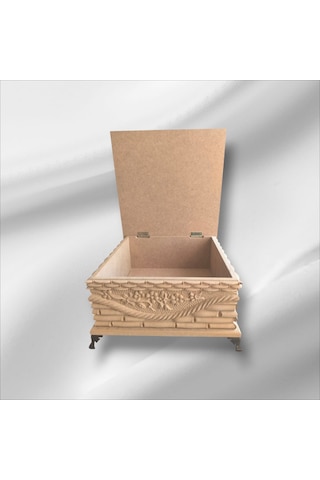 Ahşap- Ham Mdf-takı-aksesuar-çok Amaçlı- Ayaklı Kare Kutu