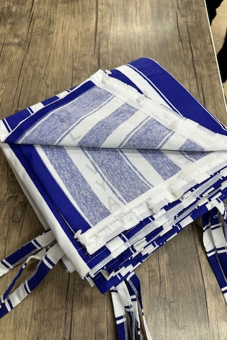 Balkon Perdesi 1,sınıf Gabardin Kumaş Lüks Perde Mavi - Beyaz